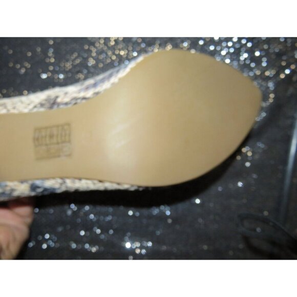 Crown Vintage Natural & Blue Python Embossed Leather Peep toe pumps size 8.5 - Picture 10 of 12